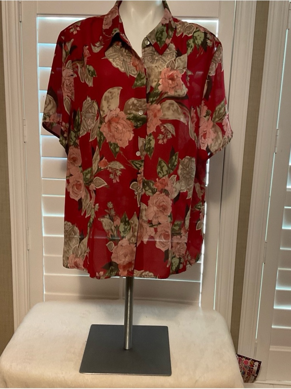 Emma James Red Floral Button-Down Shirt